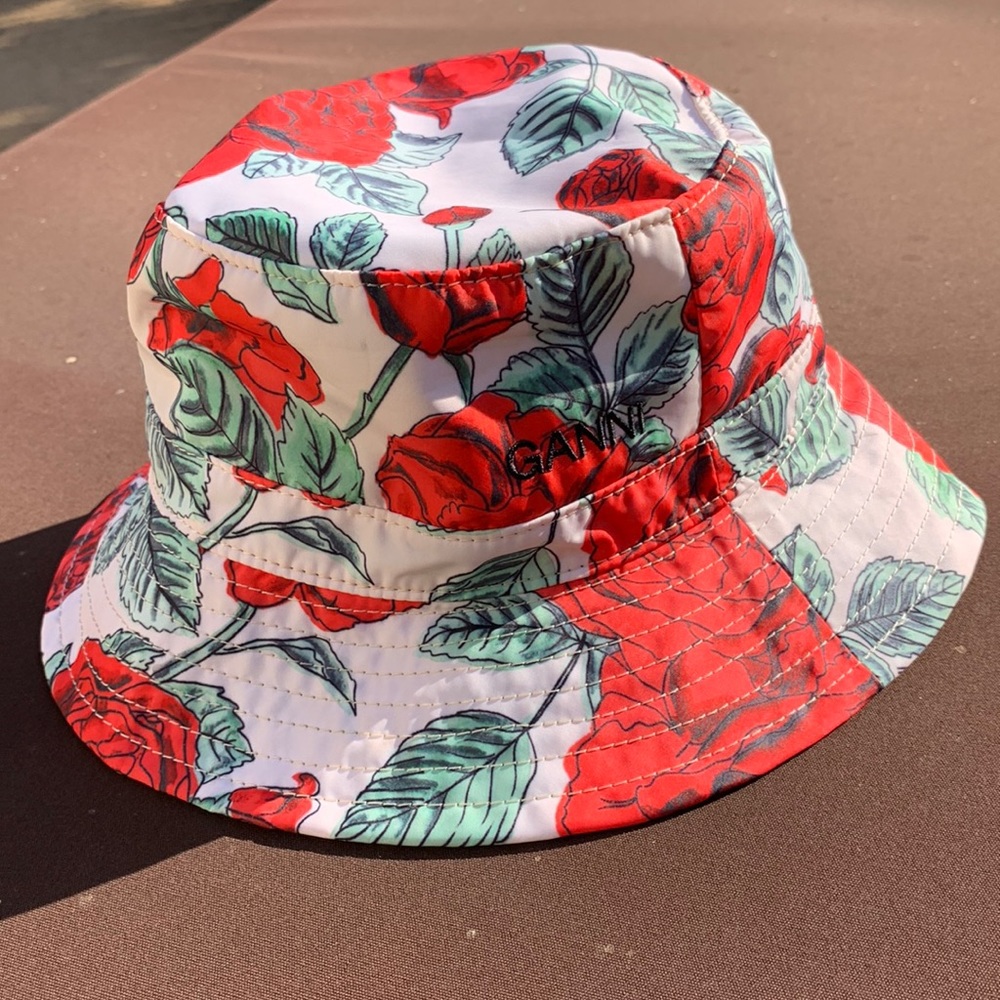 Ganni Floral Bucket Hat, XS/S